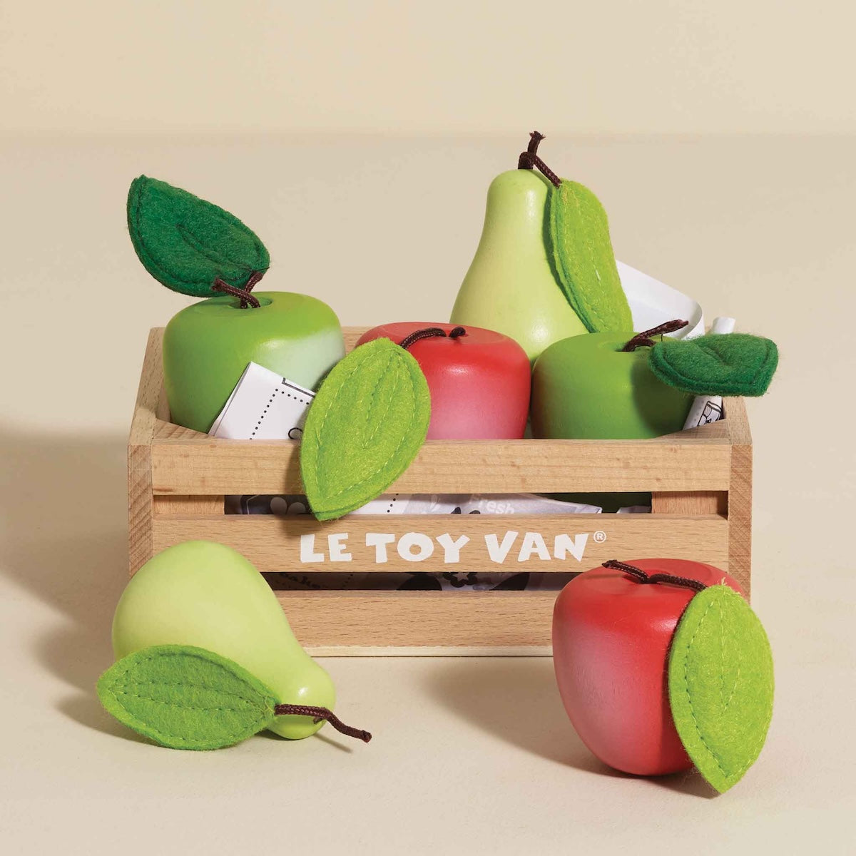 Wooden Play Food Crate, Orchard Fruit