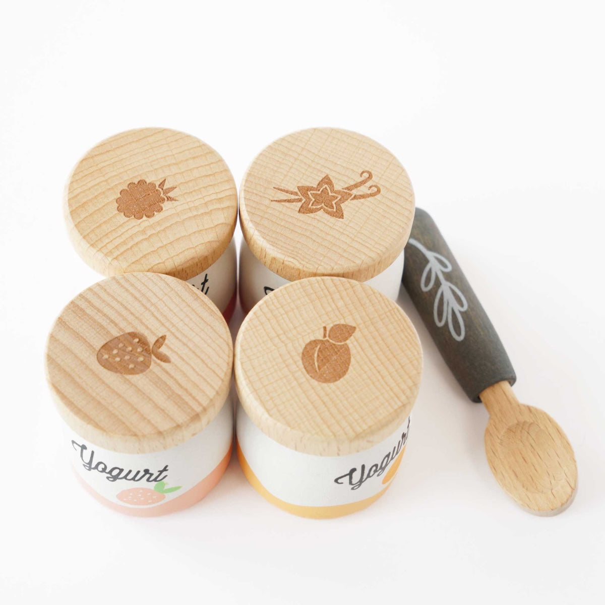 Wooden Play Food, Yogurt (set of 4)