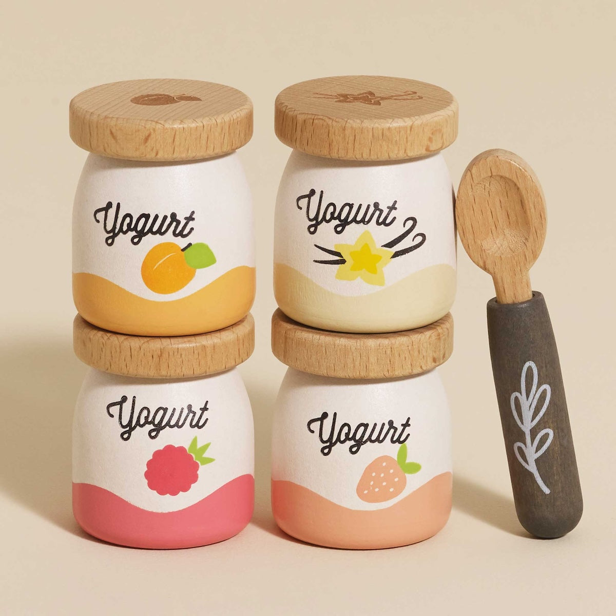 Wooden Play Food, Yogurt (set of 4)