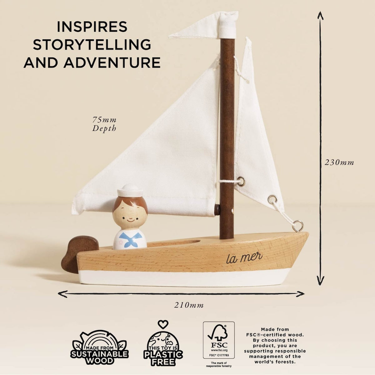 Le Toy Van Wooden Sailing Boat & Captain