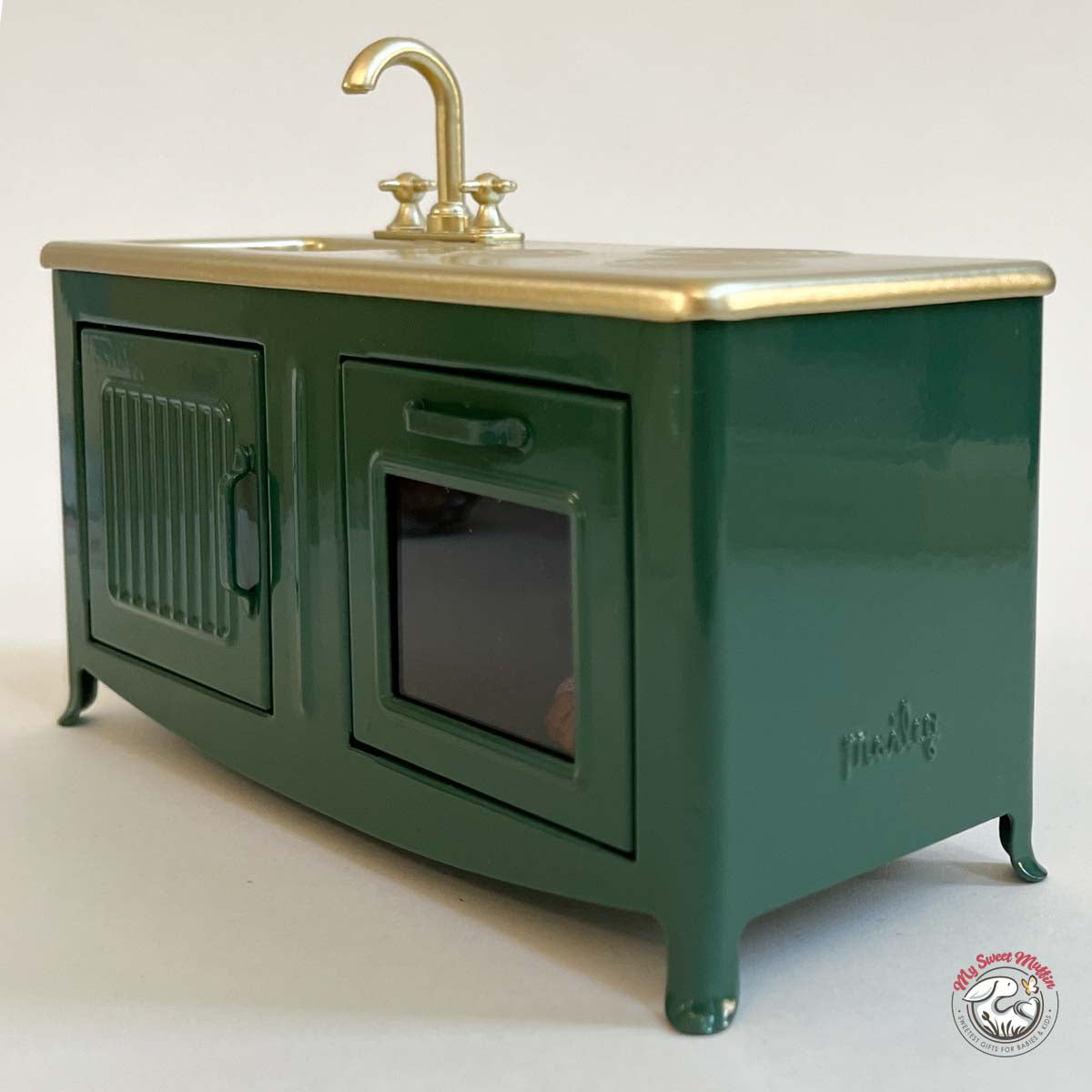 Maileg Mouse size Dollhouse Kitchen, Dark Green