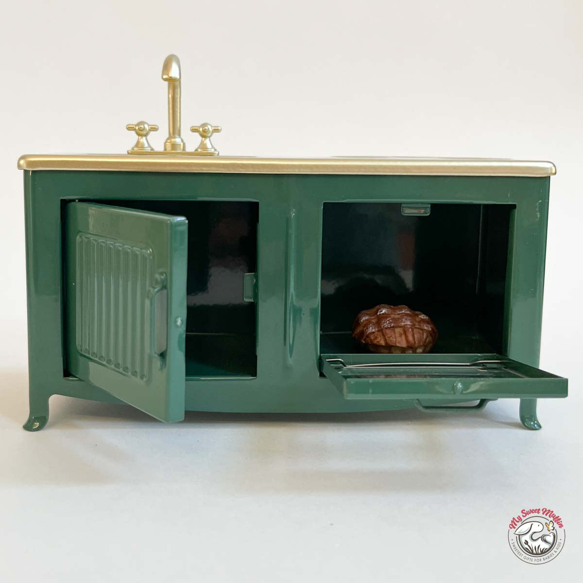 Maileg Mouse size Dollhouse Kitchen, Dark Green
