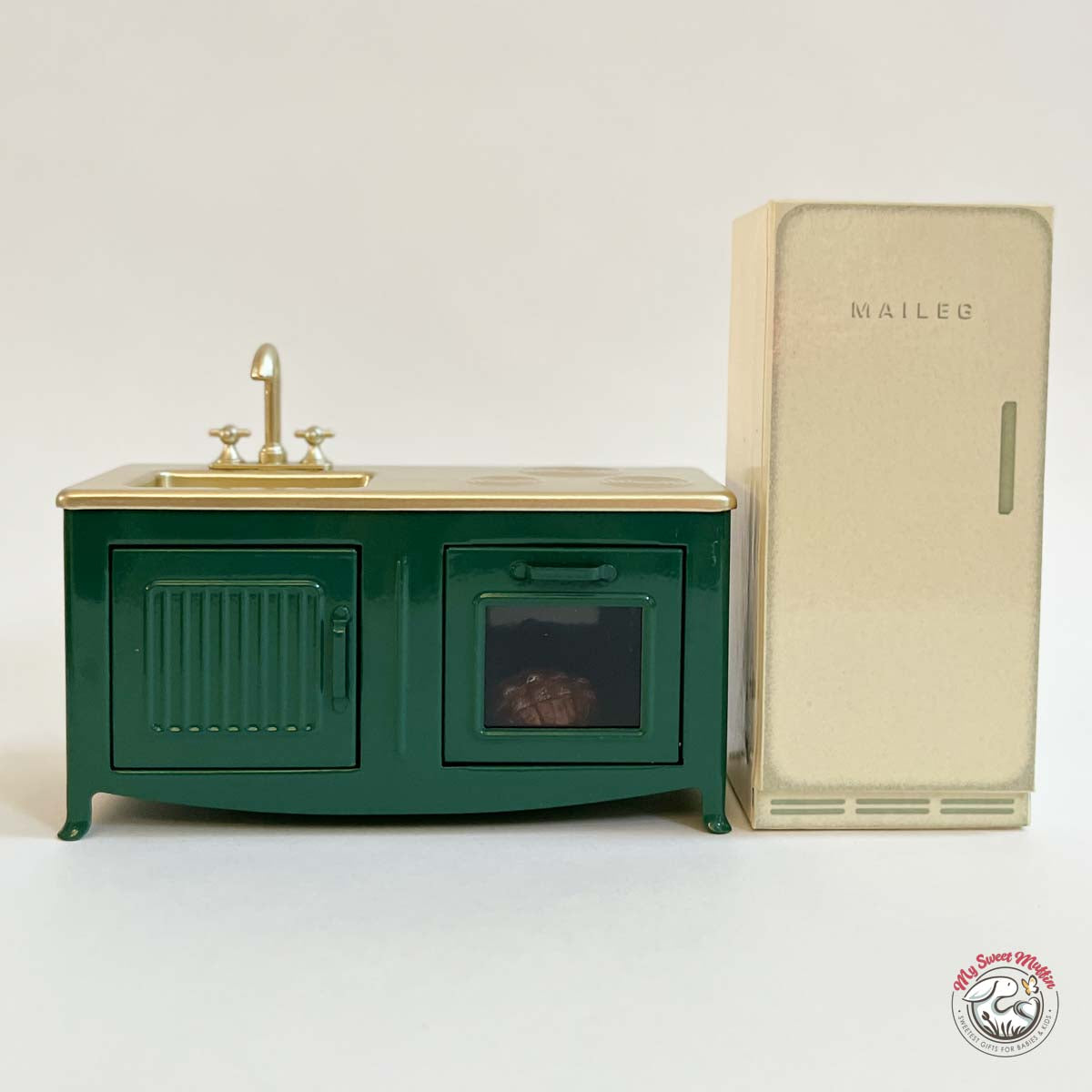 Maileg Mouse size Dollhouse Kitchen, Dark Green