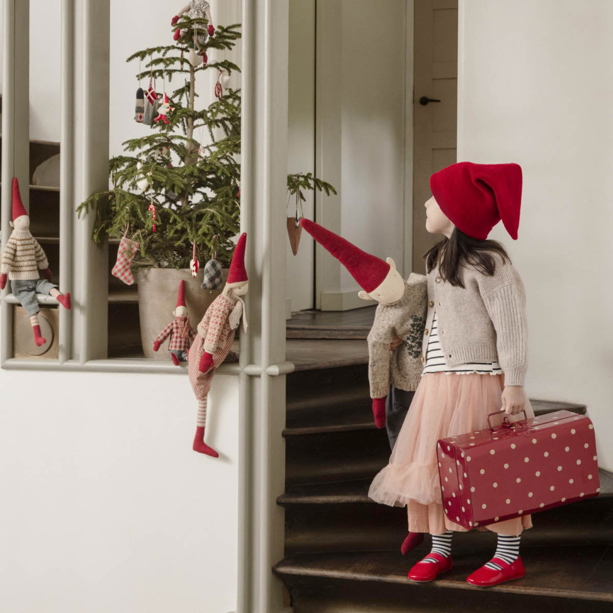 Maileg Small Metal Storage Suitcase with Tray, Dark Red (available in November)