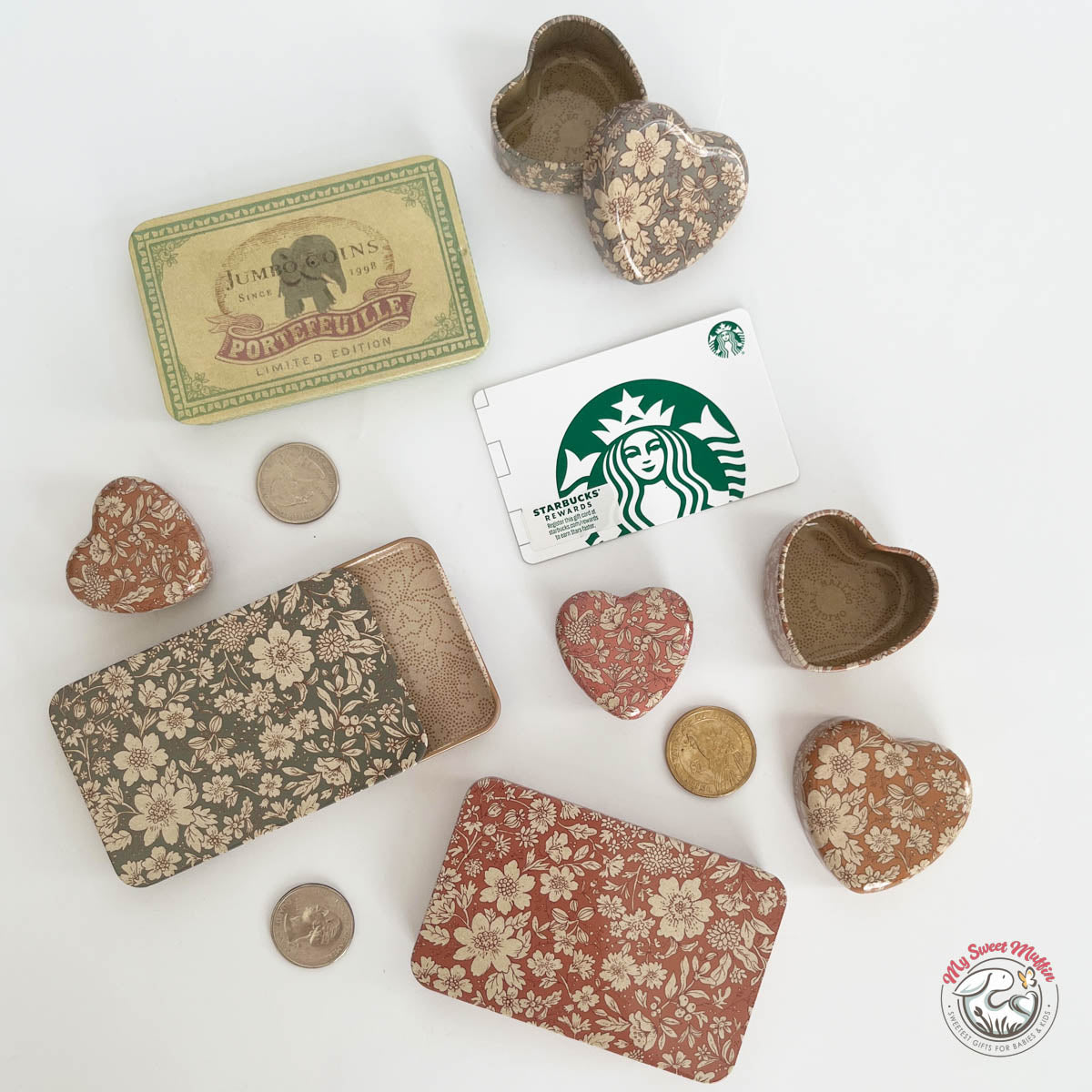 Maileg Metal Heart Box, 2pcs Set