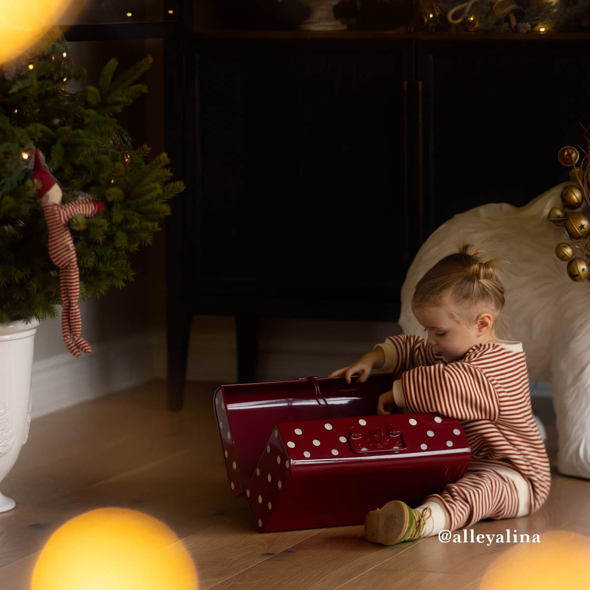 Maileg Small Metal Storage Suitcase with Tray, Dark Red (available in November)