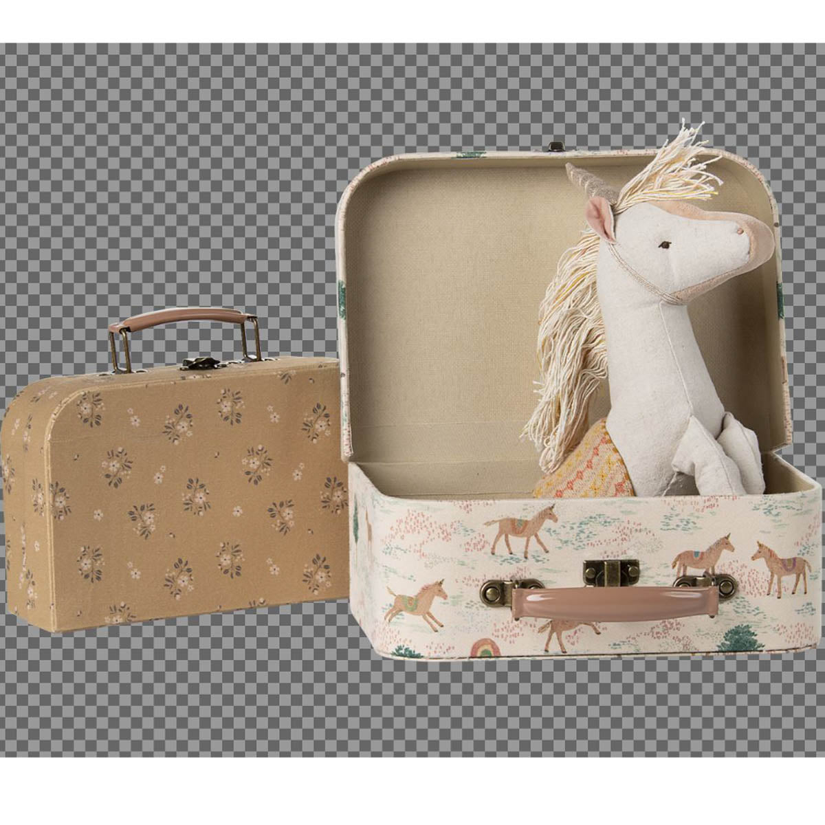 Maileg Fabric Nesting 2pcs Suitcase set, Unicorn
