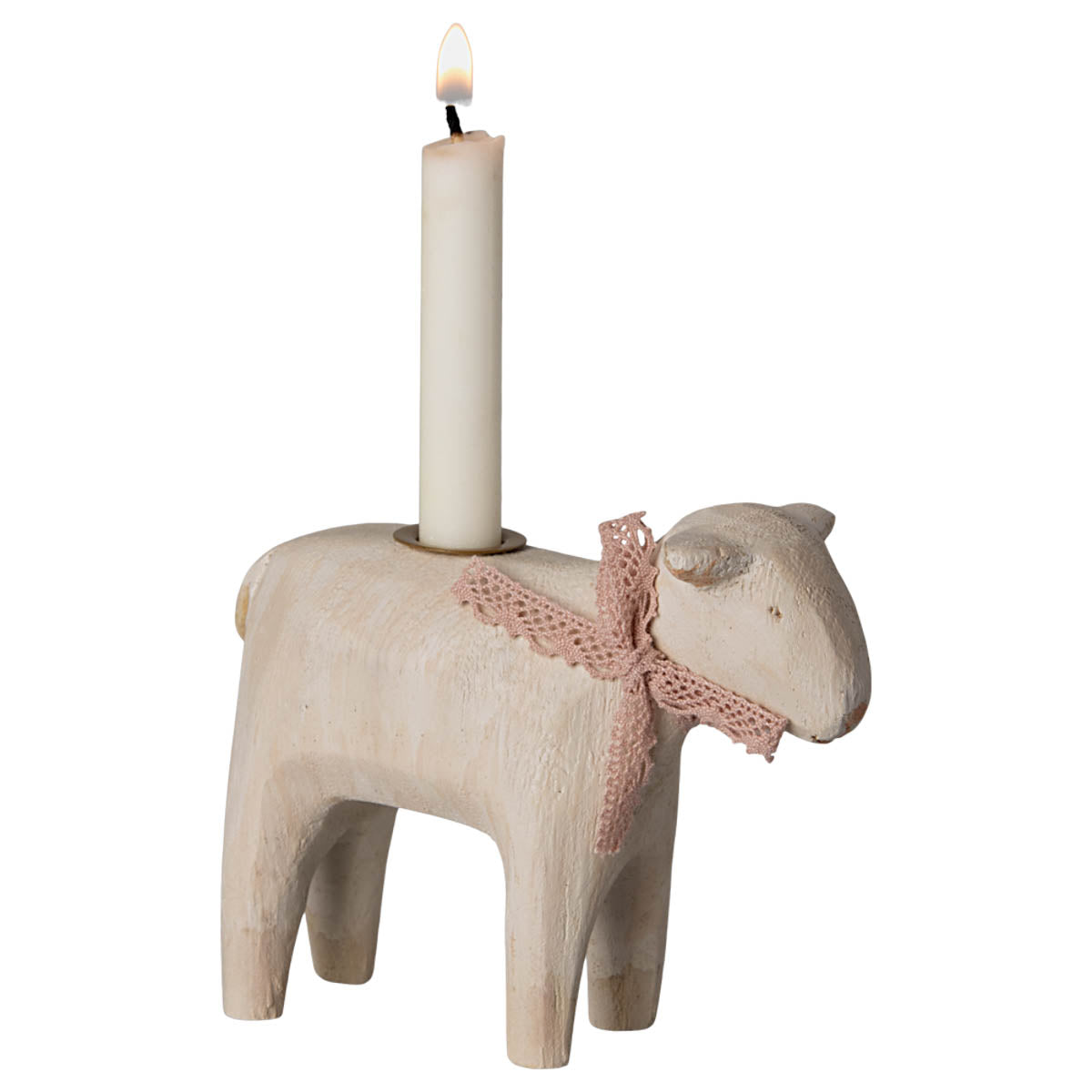 Maileg Wooden Candle Holder, Lamb