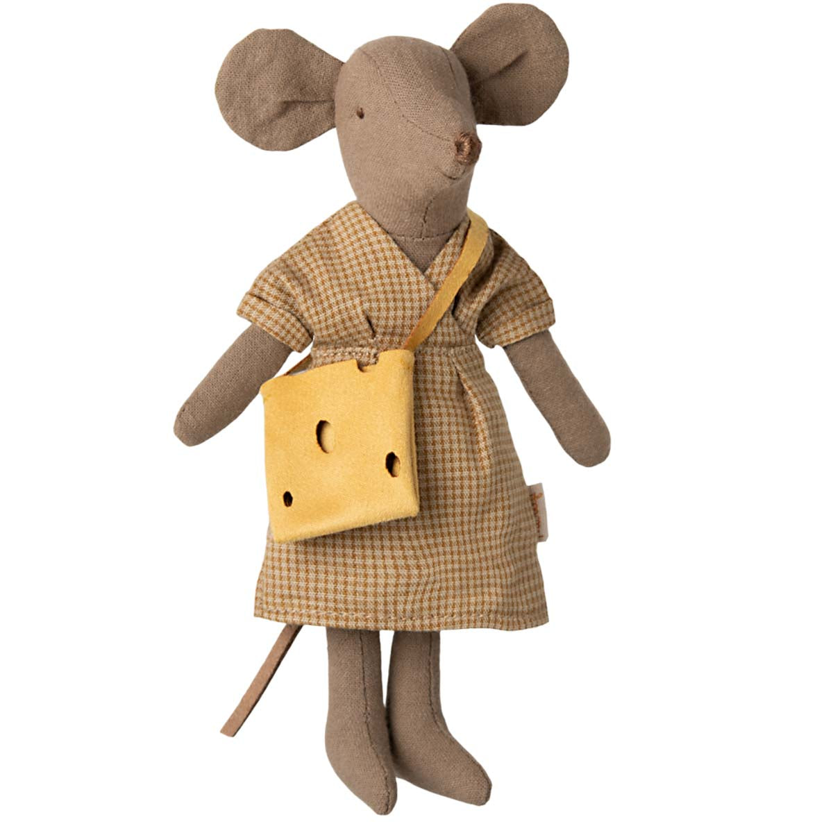 Maileg Mom Mouse in Houndstooth Dress and Bag