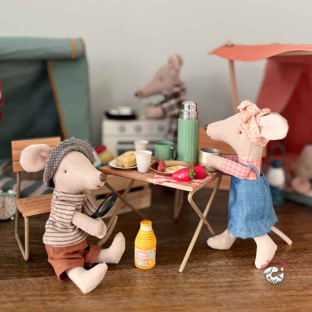 Maileg Big Sister Hiking Mouse with Sleeping Bag