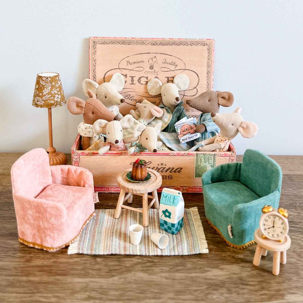 Maileg Little Sister Mouse in Box, Polka dots