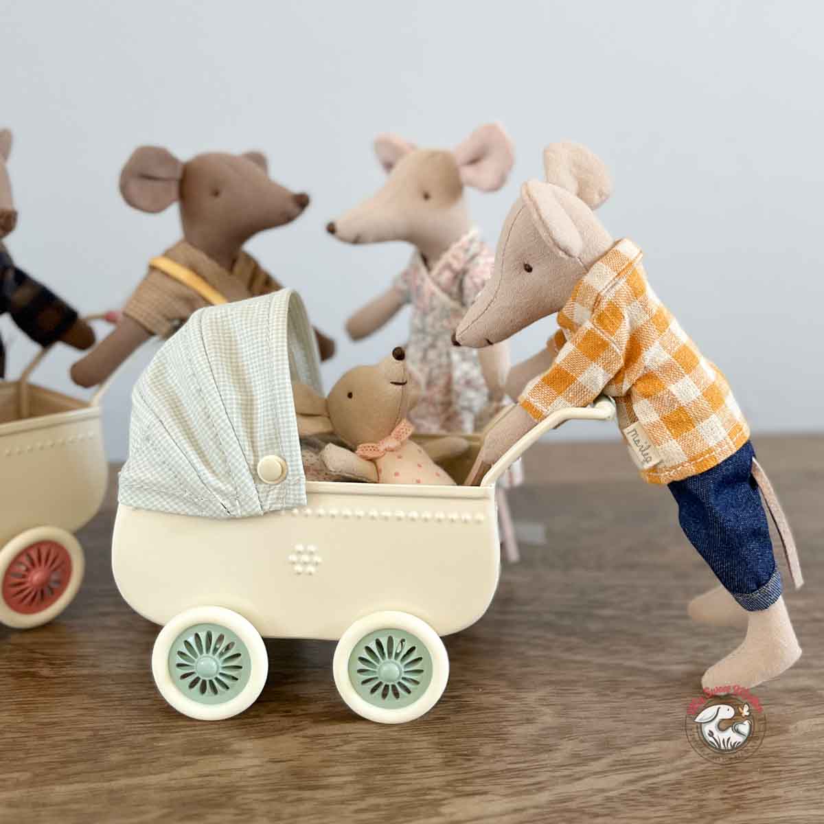 Maileg Pram with Baby Mouse
