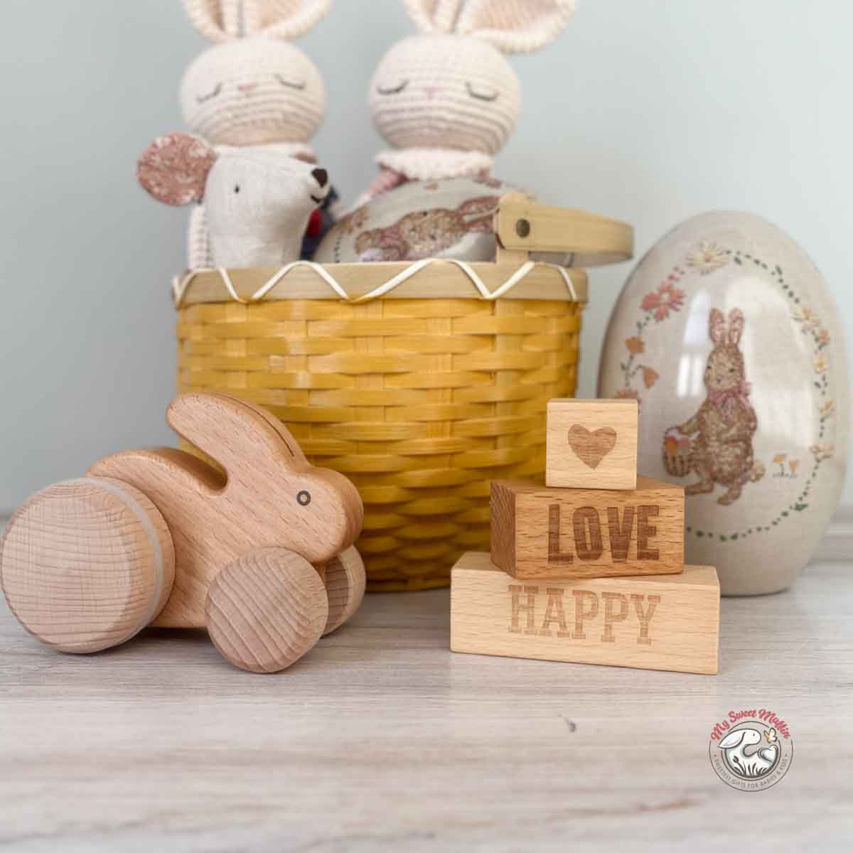 Wooden Story Happy, Love 3pcs Wooden Block Set