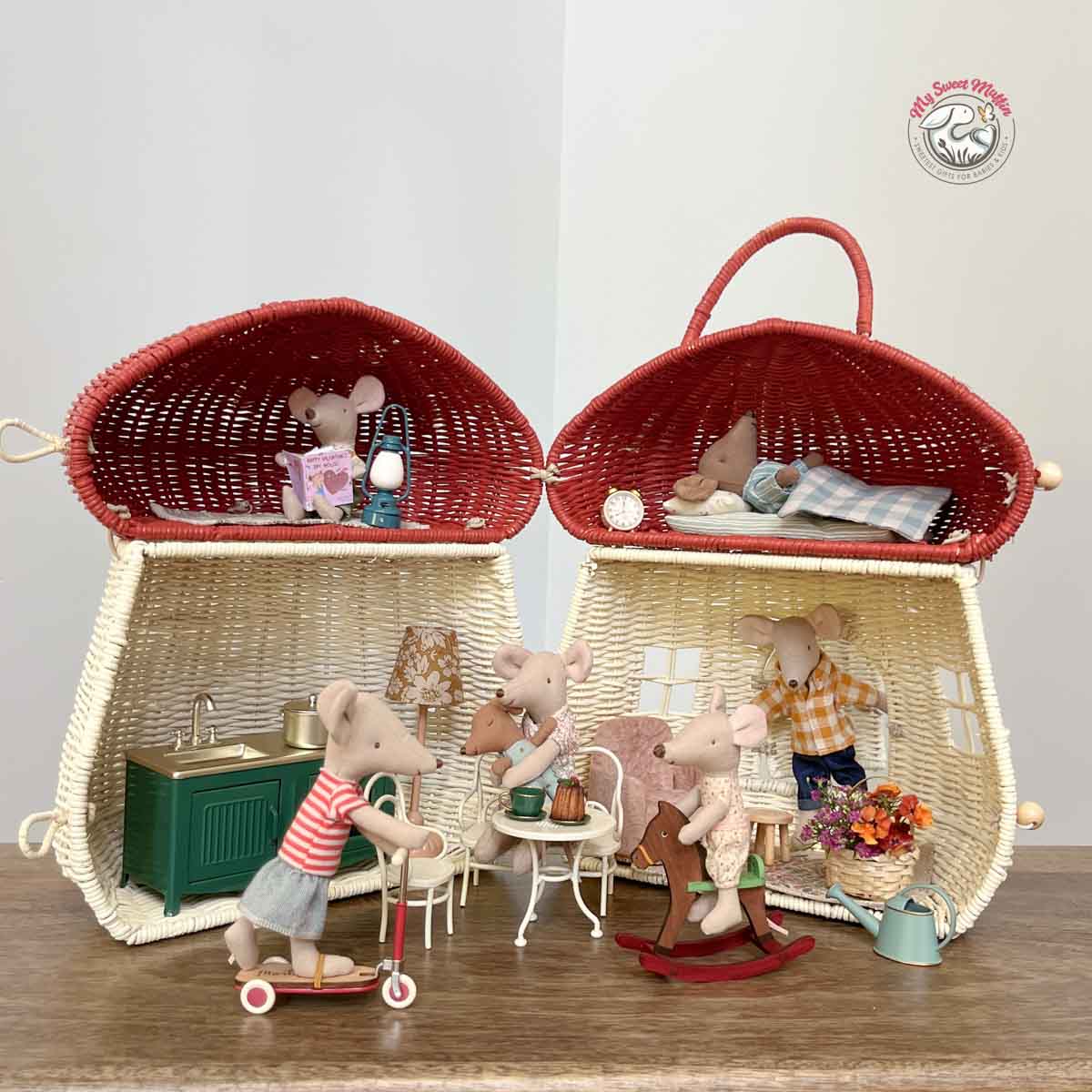 Olli Ella Mushroom Dollhouse, Red
