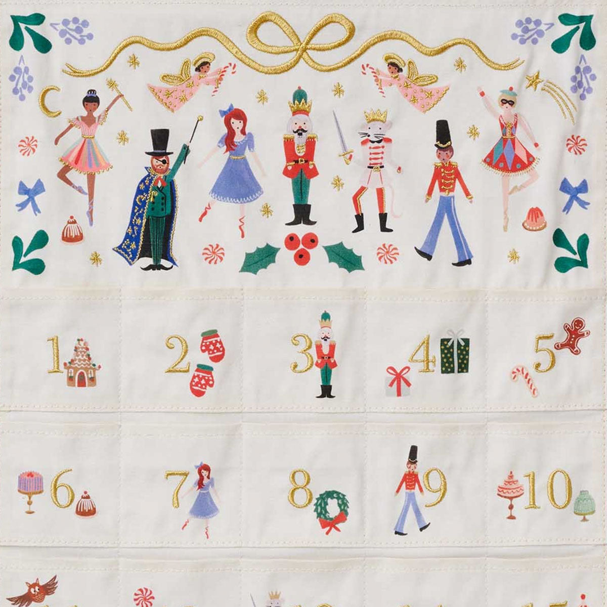 Nutcracker Embroidered Hanging Advent Calendar