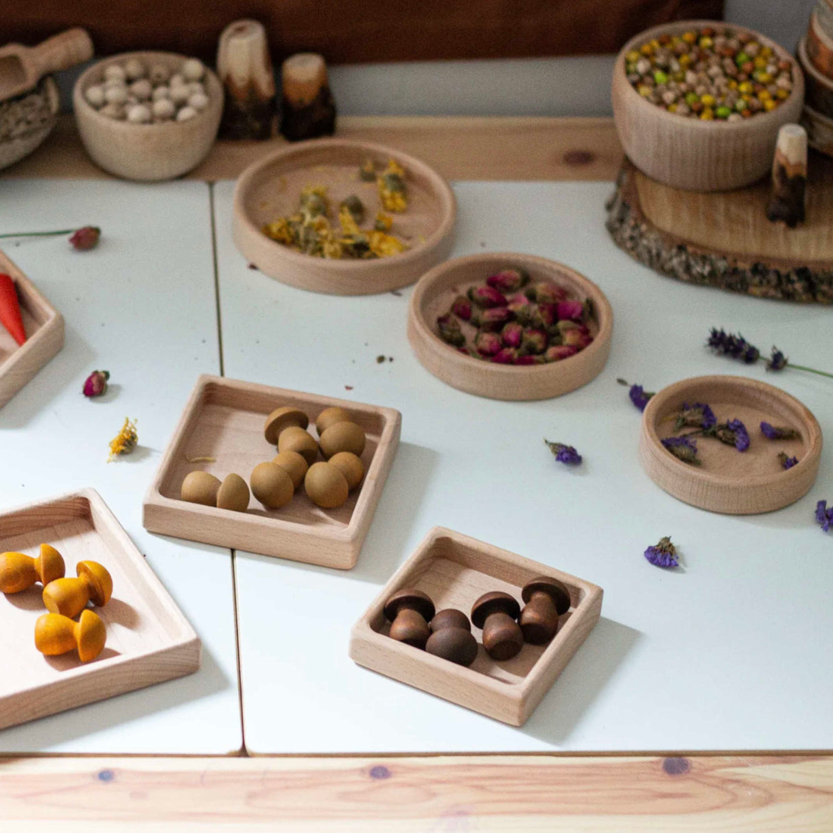 Square Sorting Wooden Trays (Set of 3)