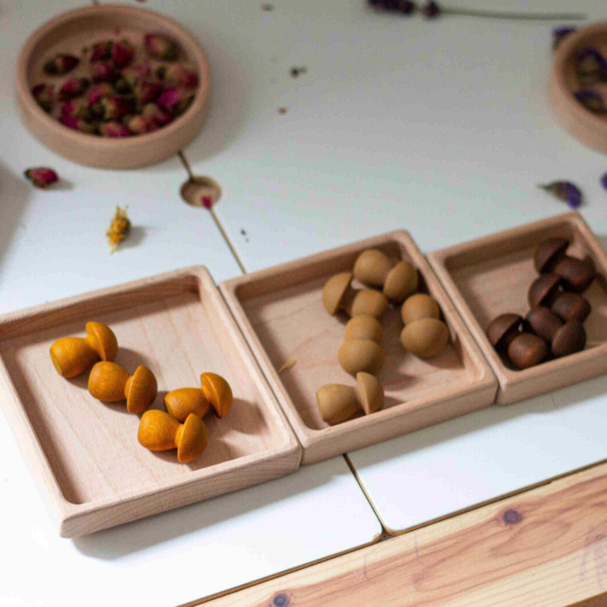 Square Sorting Wooden Trays (Set of 3)