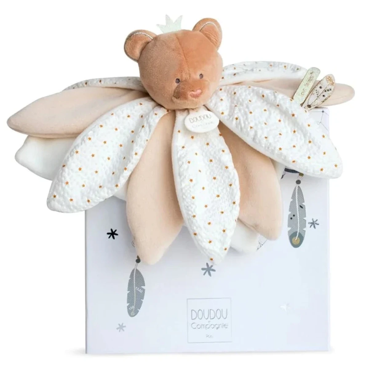 Doudou Et Compagnie Bear Doudou Lovey Flower Petal