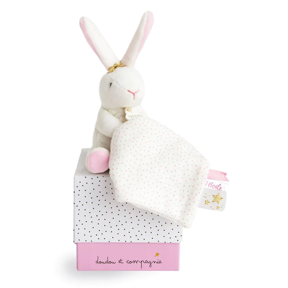 Doudou et Compagnie Pink Plush Bunny with Doudou Blanket