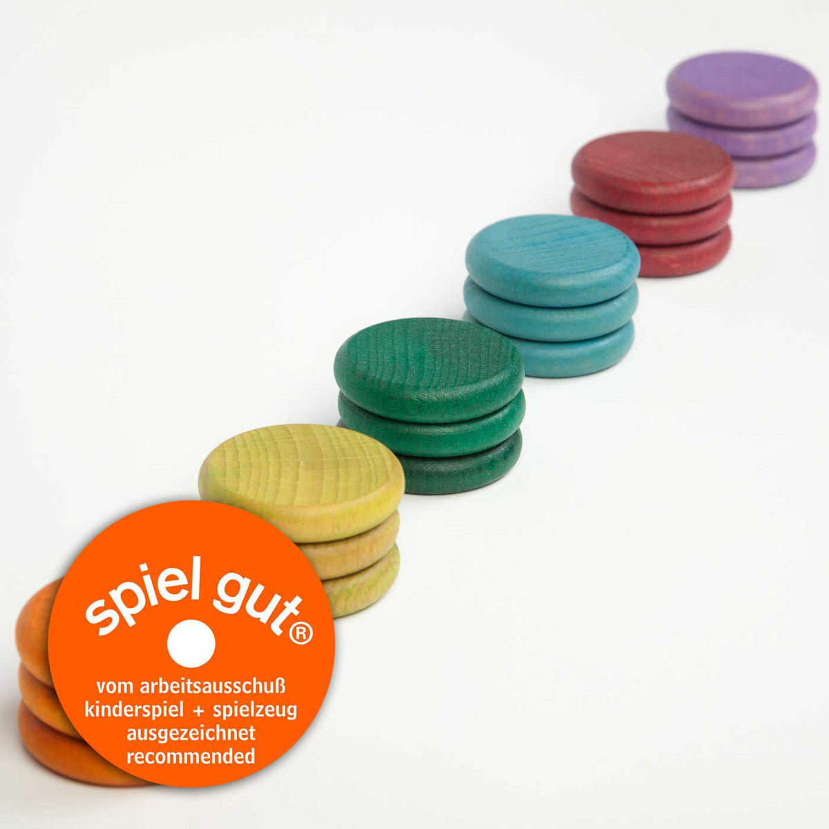 Grapat 18 Wooden Coins in 6 Complementary Colors