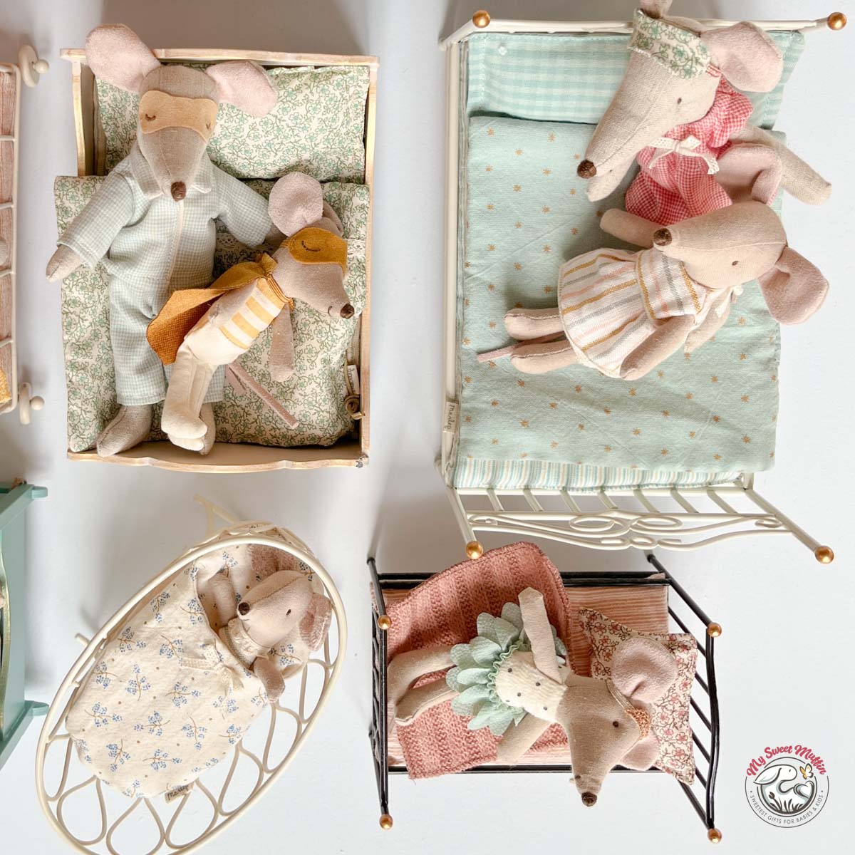 Maileg Wooden Bed for Mouse Doll, New