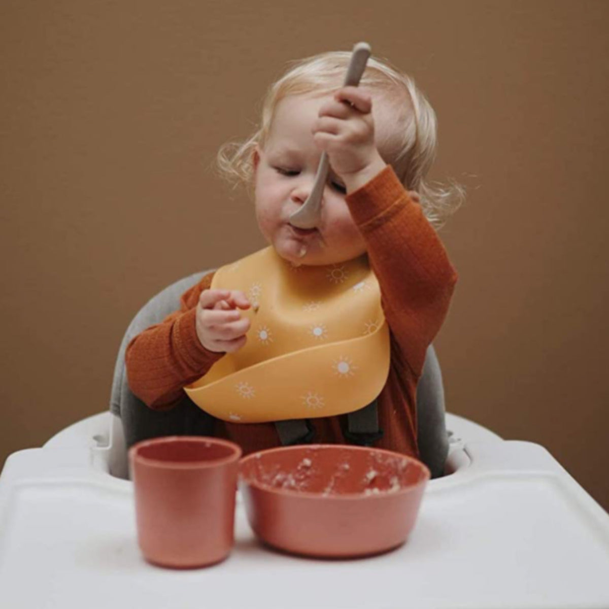 Mushie Silicon Baby Bib, Cherries