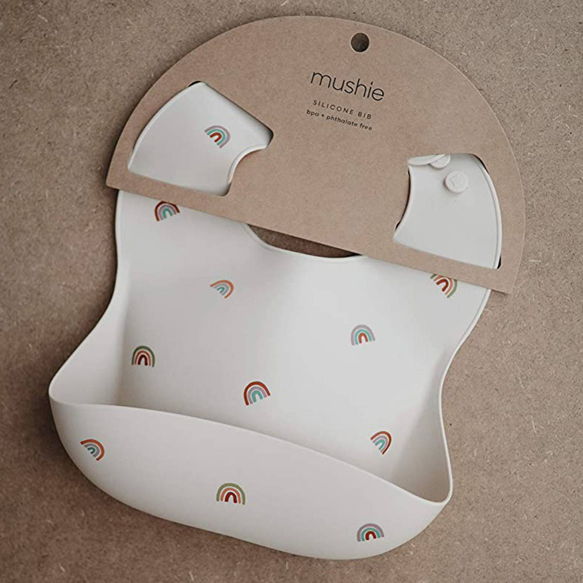 Mushie Silicon Baby Bib, Rainbow