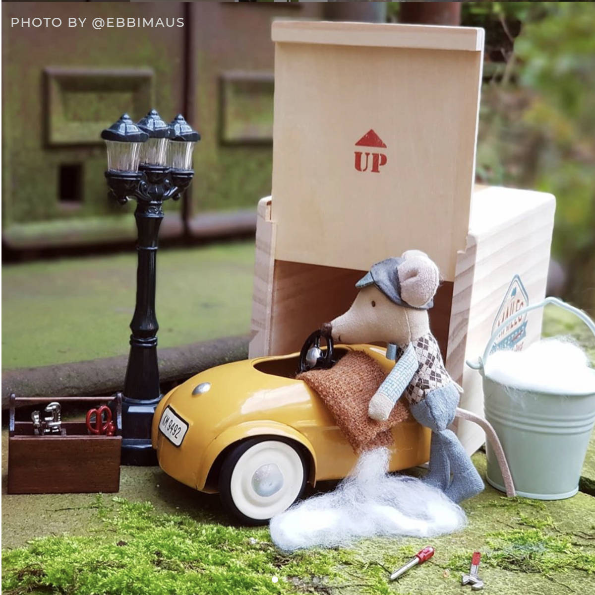Maileg Mouse in a Car with Garage - Final Sale