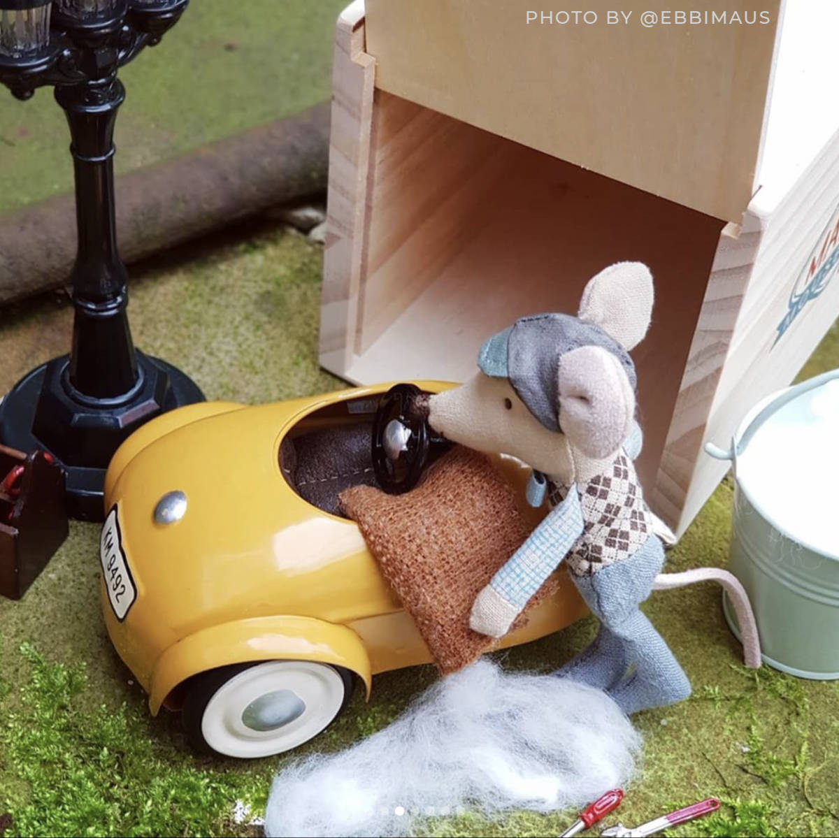 Maileg Mouse in a Car with Garage - Final Sale