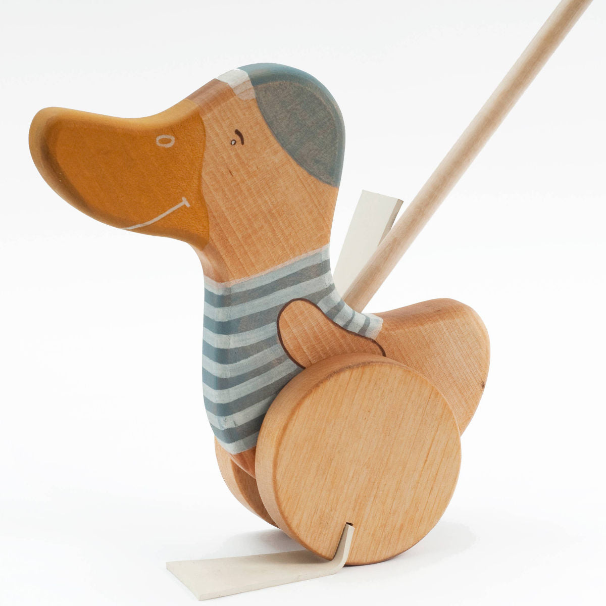 Wooden Push Toy Duck, Blue