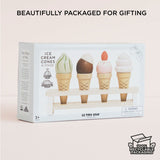 Wooden Ice Cream Cone Set with Display Stand