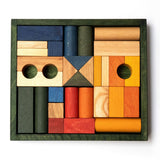 Wooden Story Rainbow Wooden Blocks in Green Tray, 30pcs