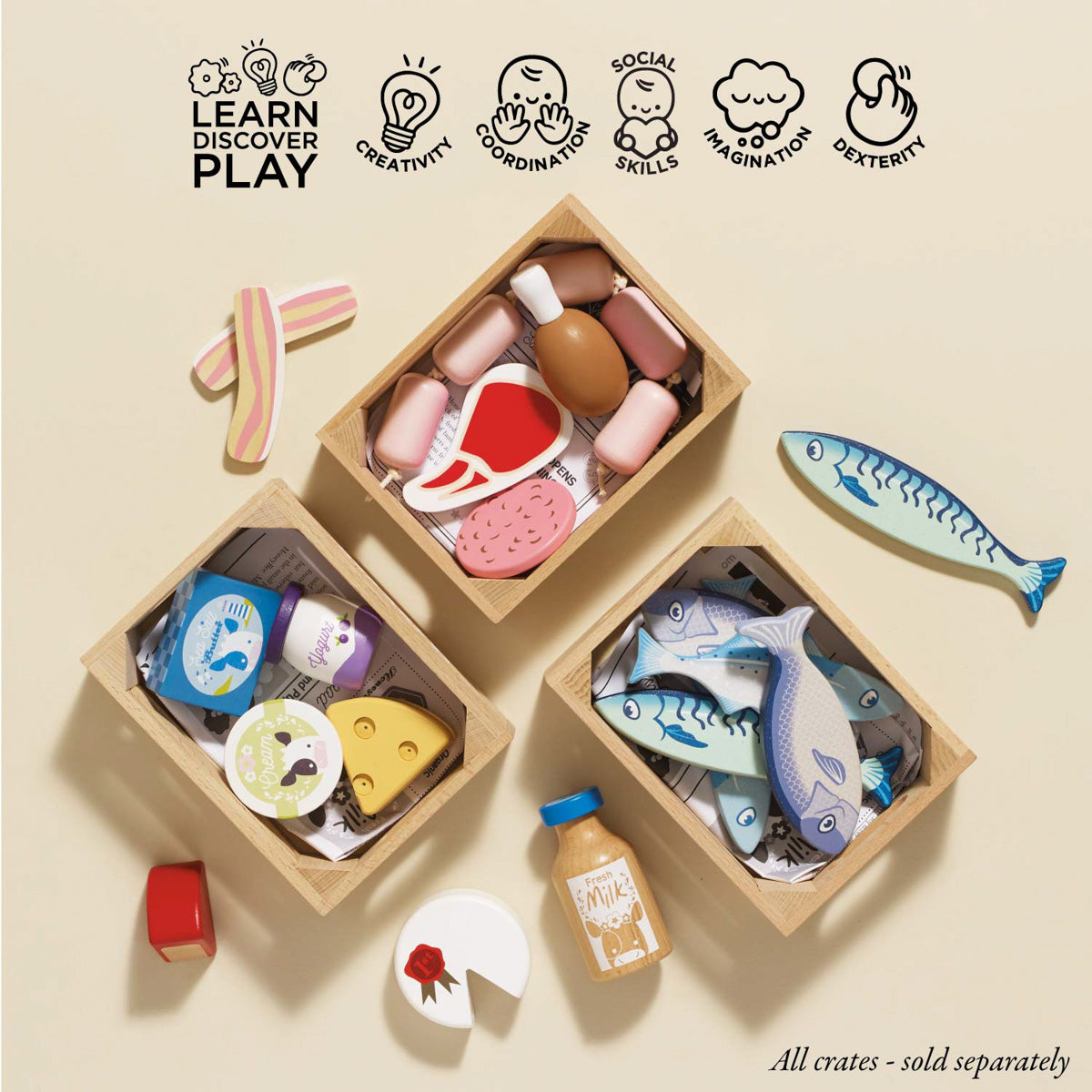 Le Toy Van Wooden Cheese & Dairy Play Food Crate – My Sweet Muffin