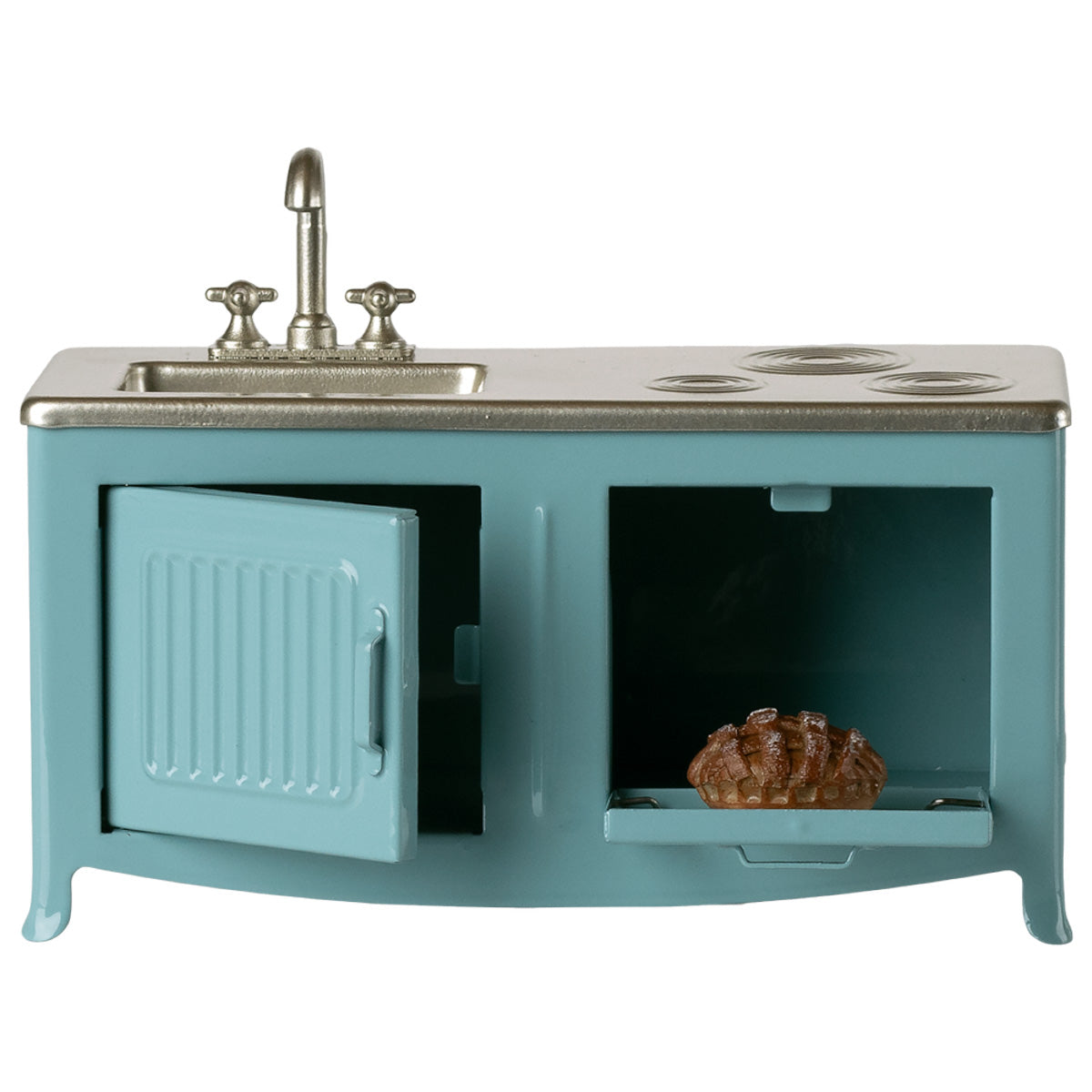Maileg Dollhouse Kitchen, Mouse Size, Blue (ships in April)