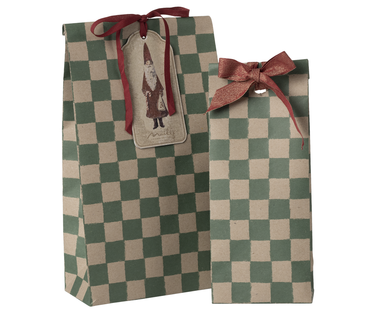 Maileg Gift Bag, Green Checker