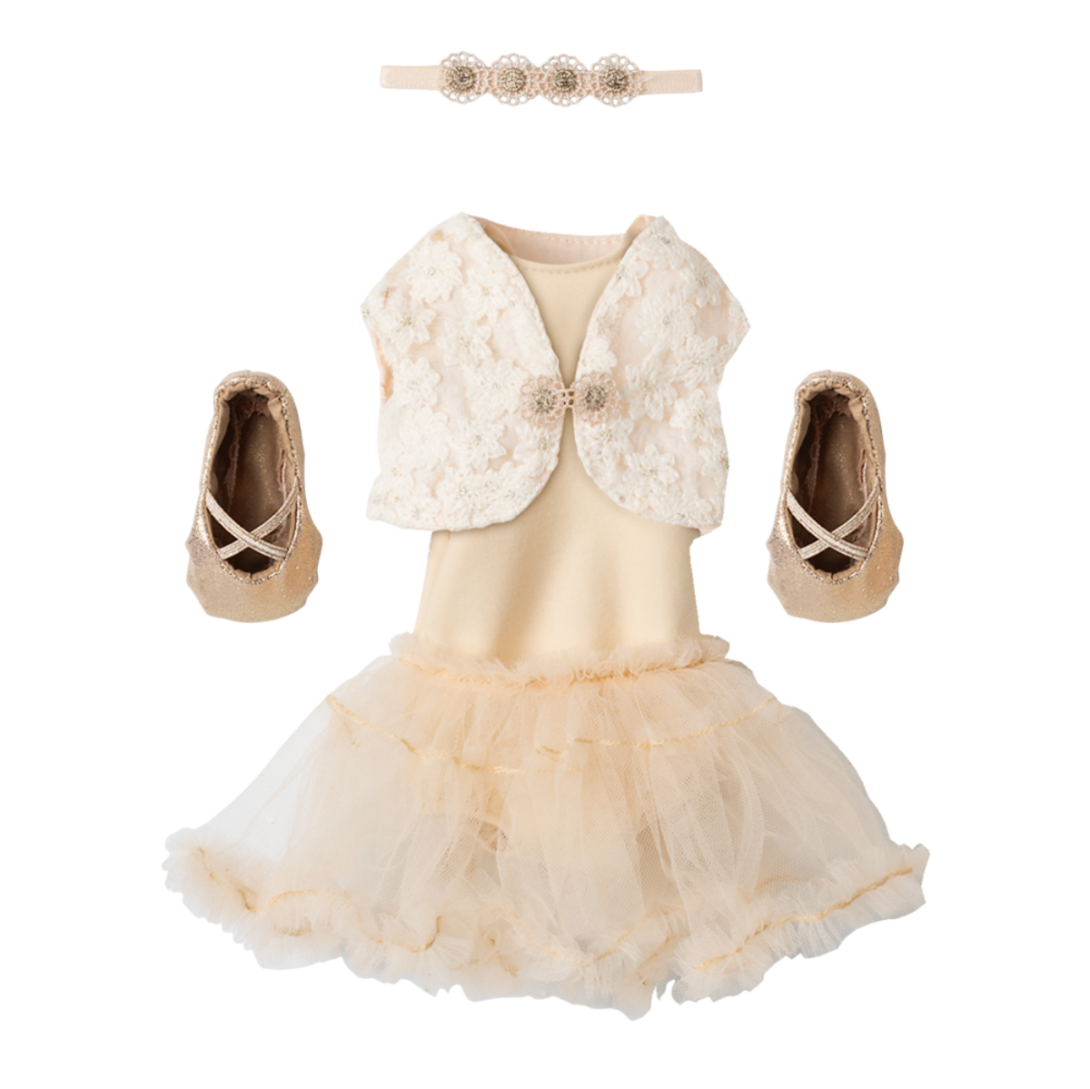 Maileg Size 3 Doll Clothes, Ballet Suit & Skirt, Cream