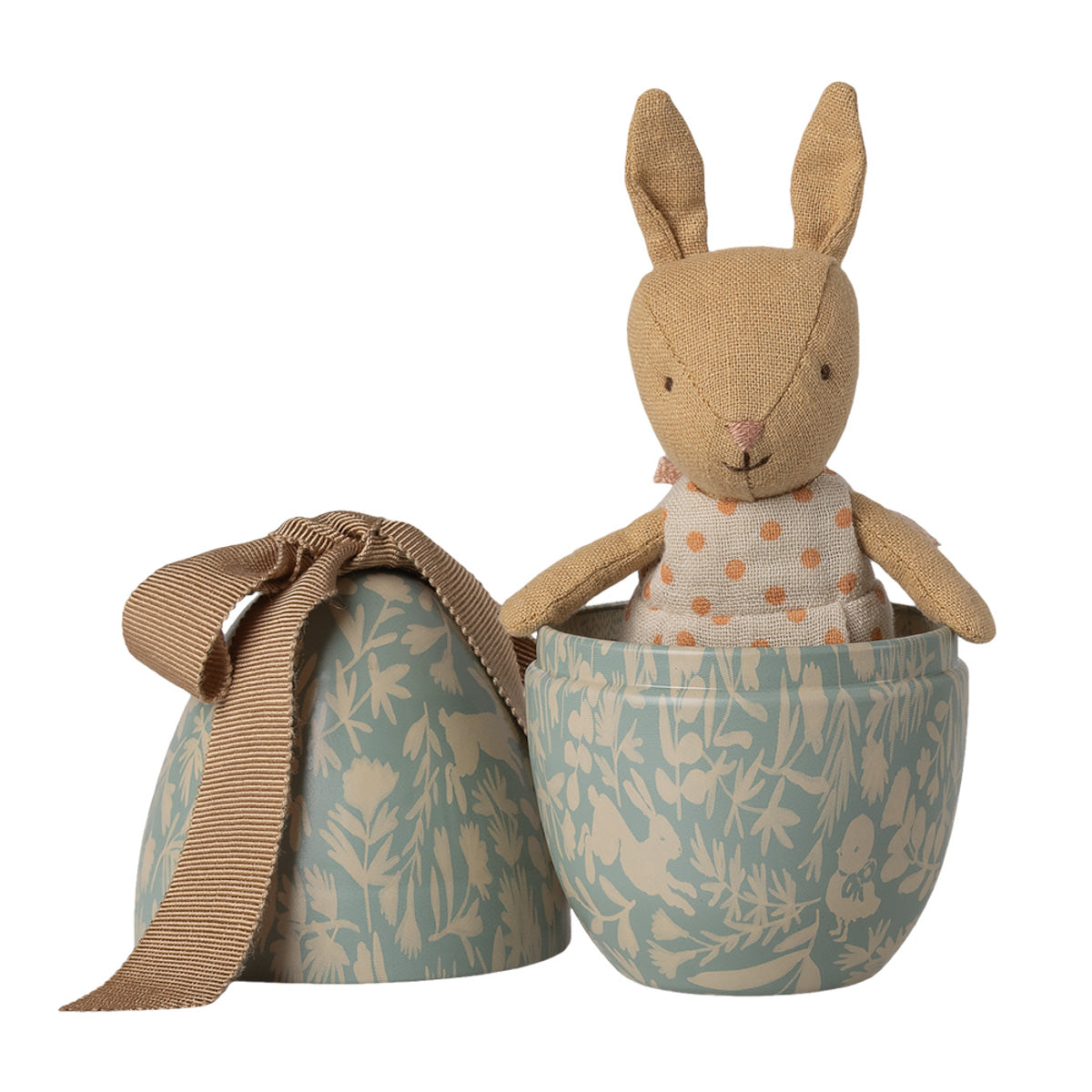 Maileg Easter Egg with Micro Rabbit, Small - Dusty Blue (ships in February)