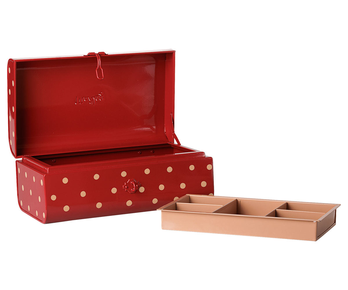 Maileg Small Metal Storage Suitcase with Tray, Red (available in November)