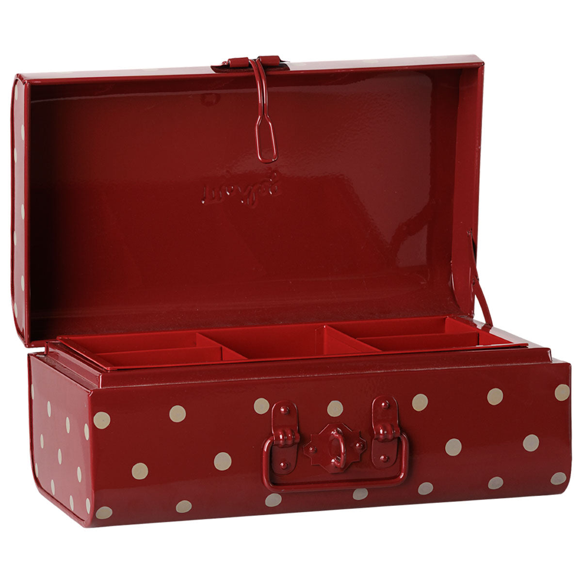 Maileg Small Metal Storage Suitcase with Tray, Dark Red (available in November)