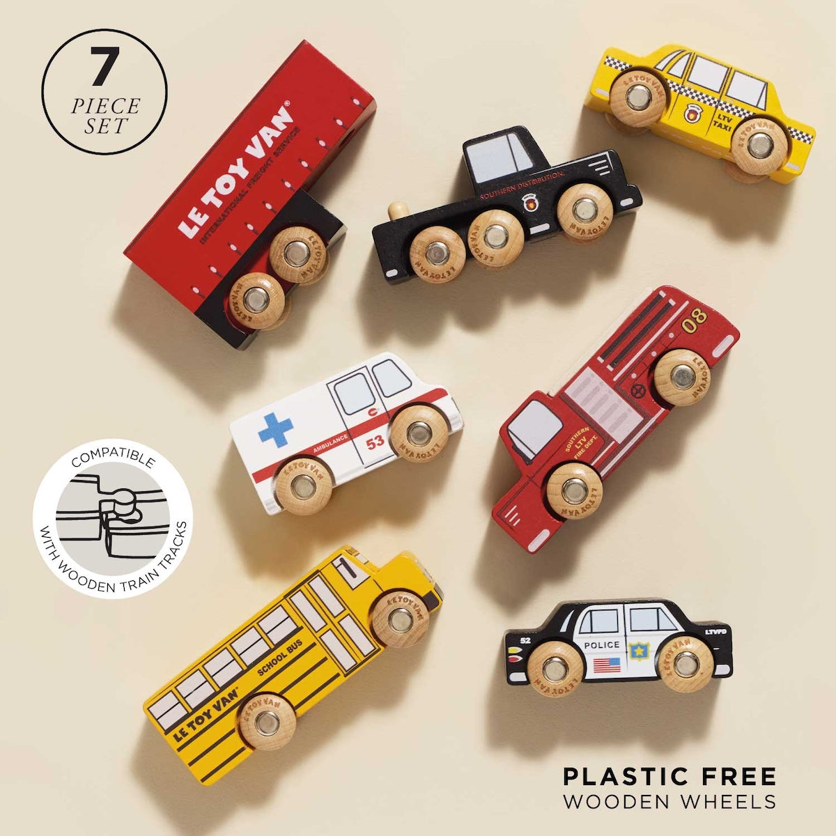 Le Toy Van Wooden American Cars (7pcs)