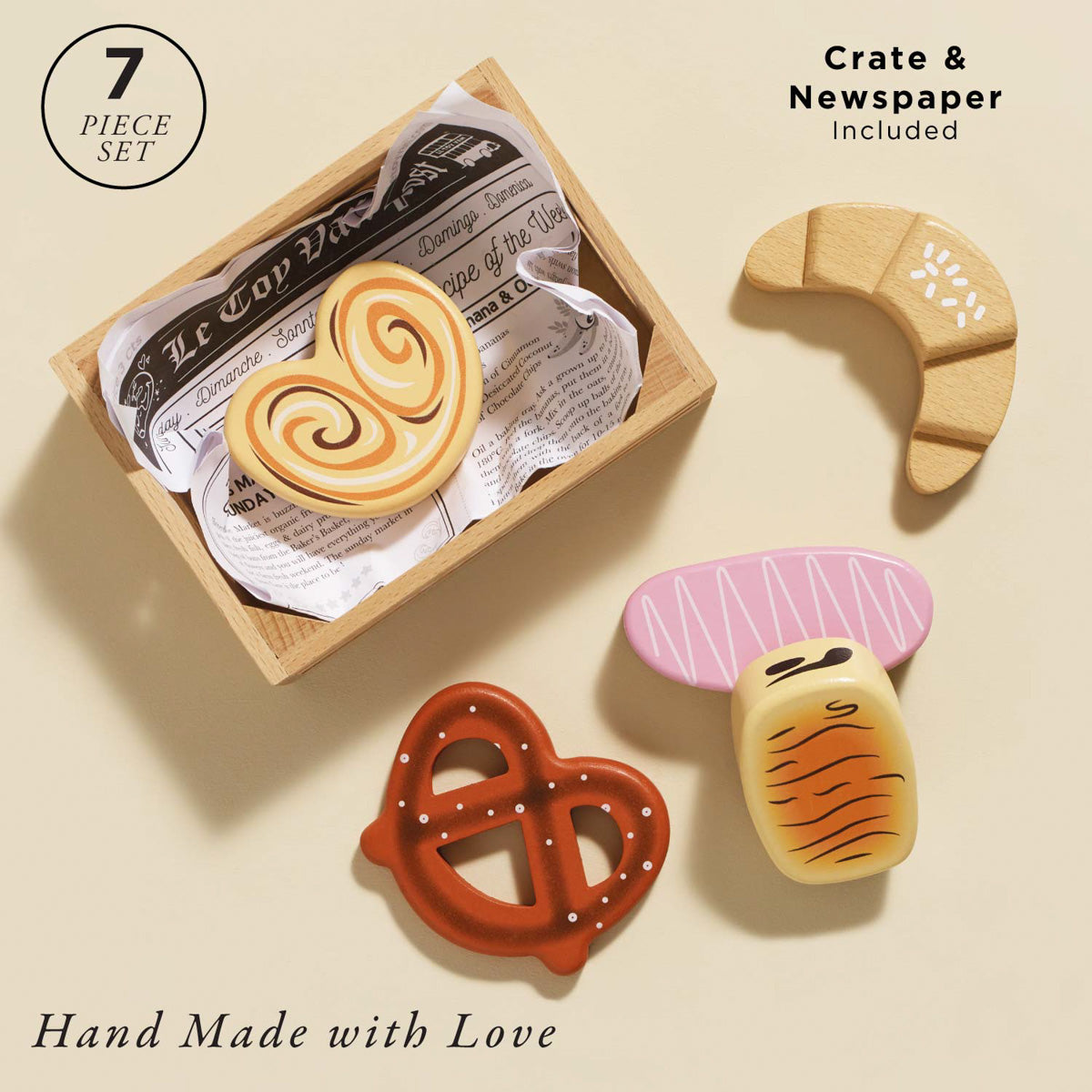 Wooden Play Food Crate, Bakery & Patisserie