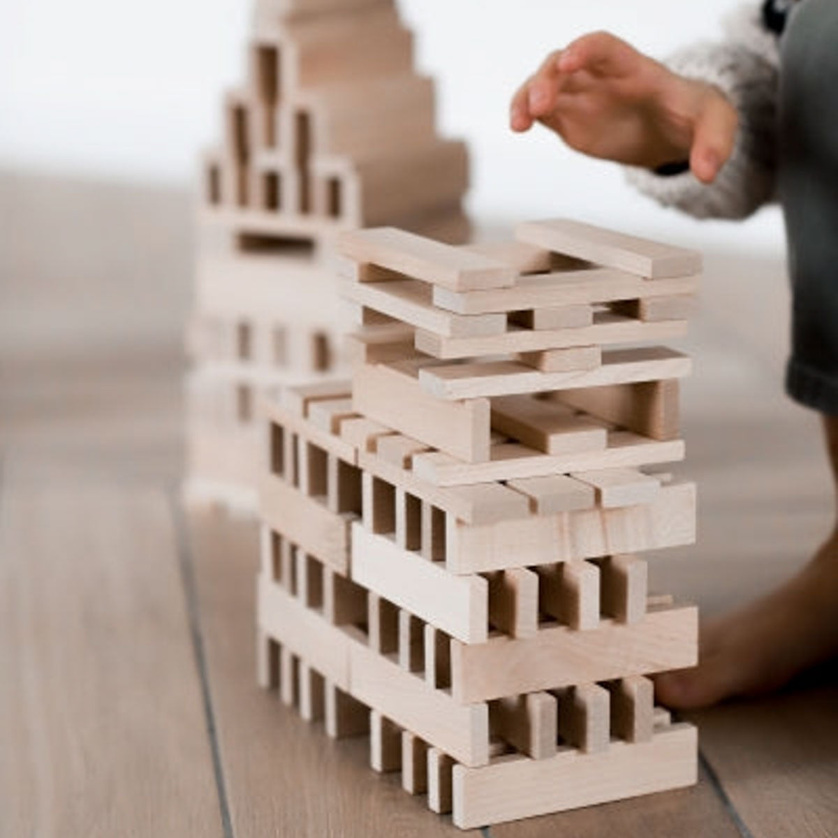 Wooden Architectural Blocks in Sack, 100 pcs