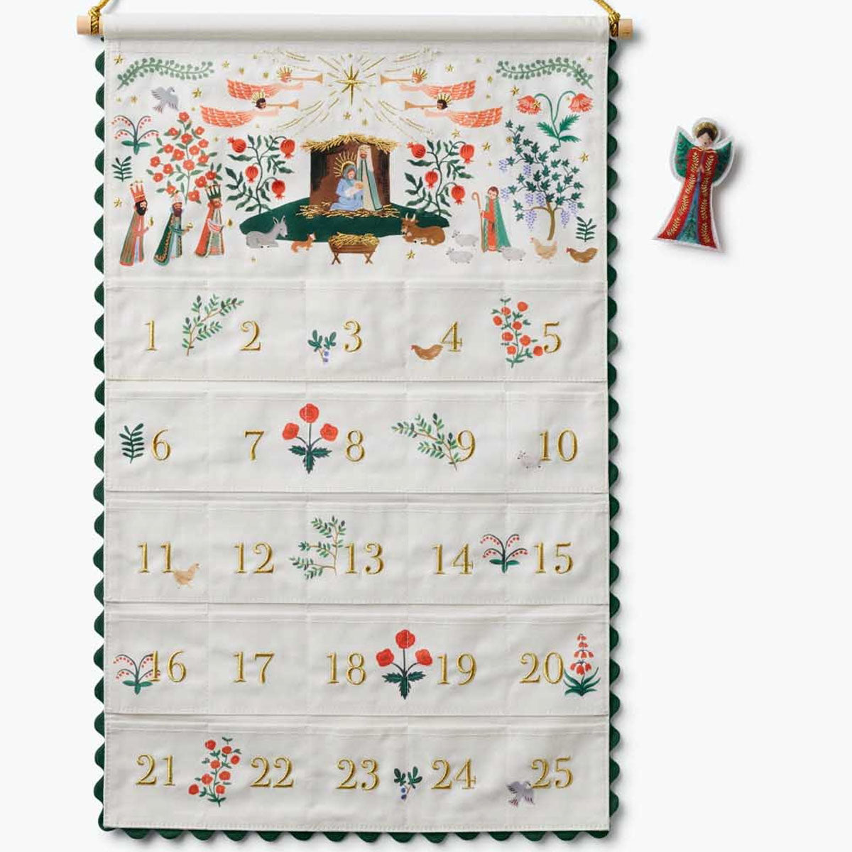 Nativity Embroidered Hanging Advent Calendar