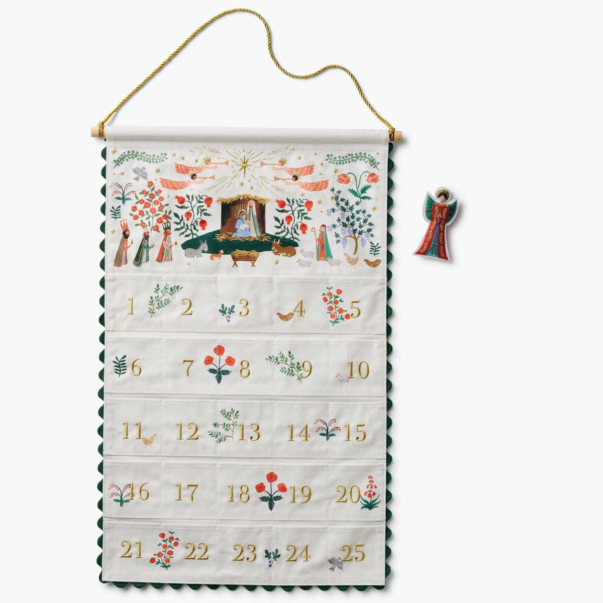 Nativity Embroidered Hanging Advent Calendar