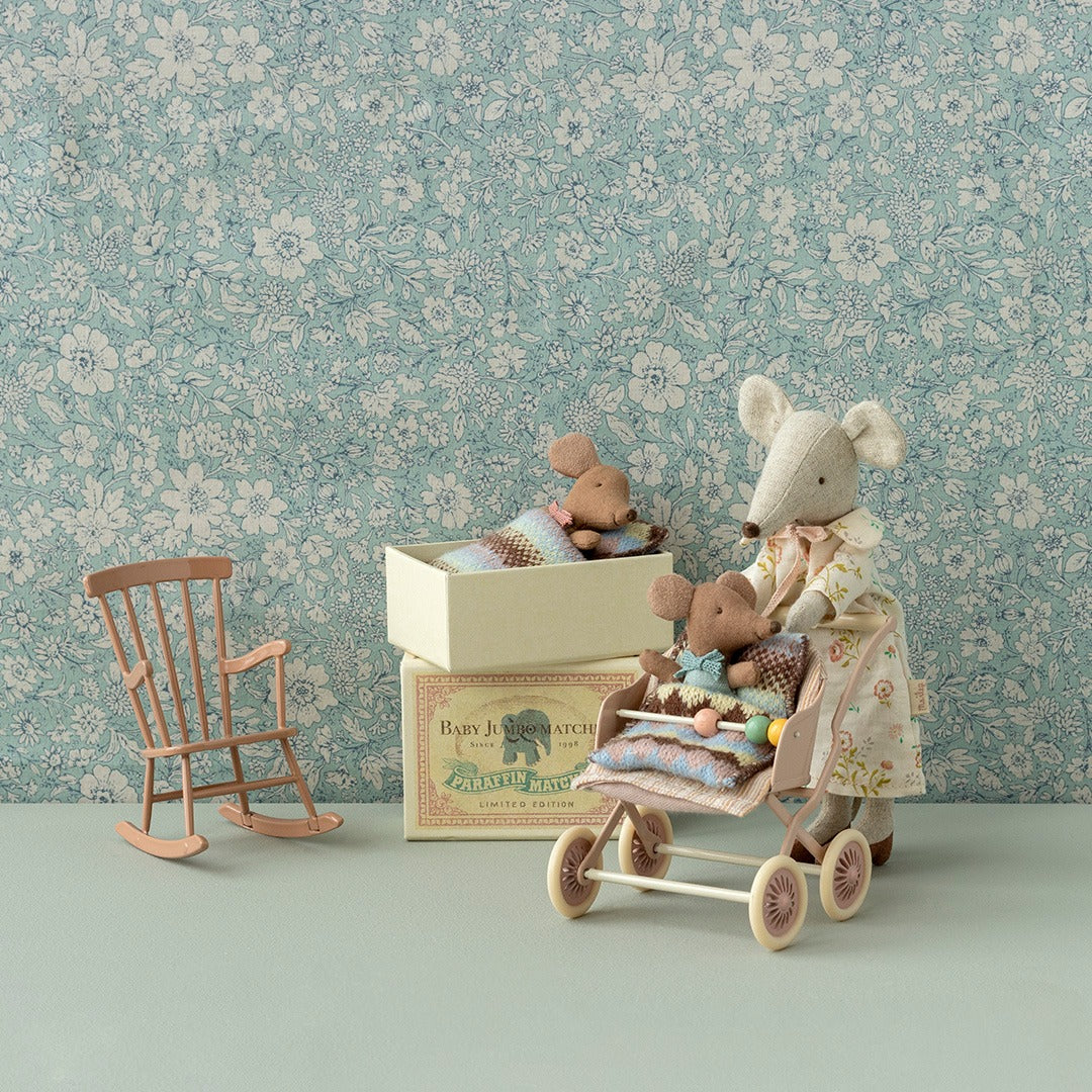 Maileg Stroller for Baby Mice, Rose