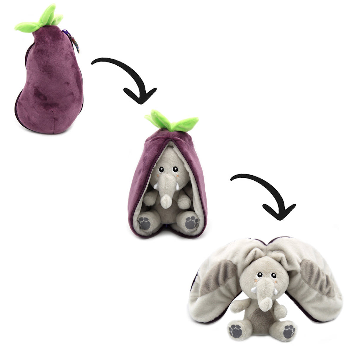 Flipetz Velvet the Elephant/Eggplant Plush Doll – My Sweet Muffin