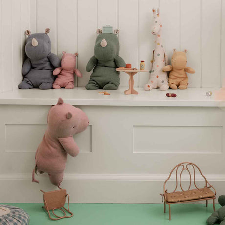 Maileg Safari Friends Hippo, Medium, Rose  (ships in November)