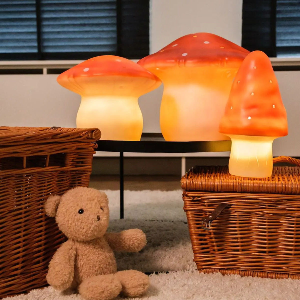 Egmont Heico Medium Mushroom Lamp with Dimmer, Brick Red