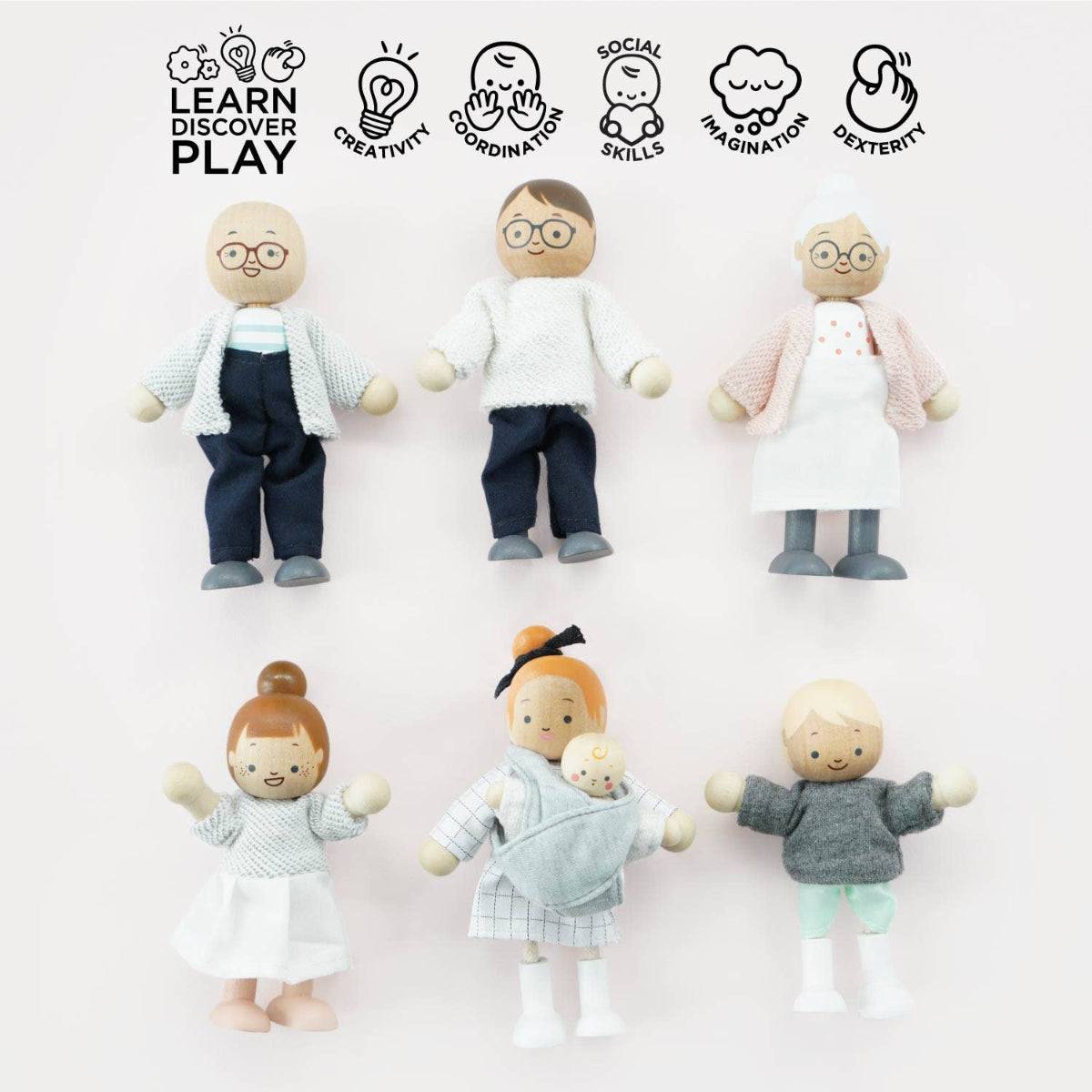 Le Toy Van Posable wooden Dolls House Family