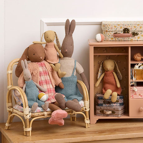 Maileg Rabbit in Knitted Overall, Size 1 (ships on 2/4)